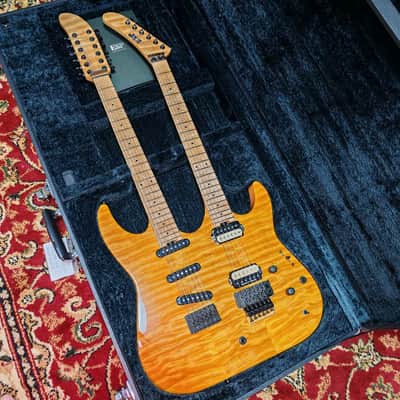 [SUMMER SALE] ESP Custom Order George Lynch Double Neck, Birdseye Maple, Natural Quilted Maple, Lawsuit Banana Headstock, MIJ Japan image 5