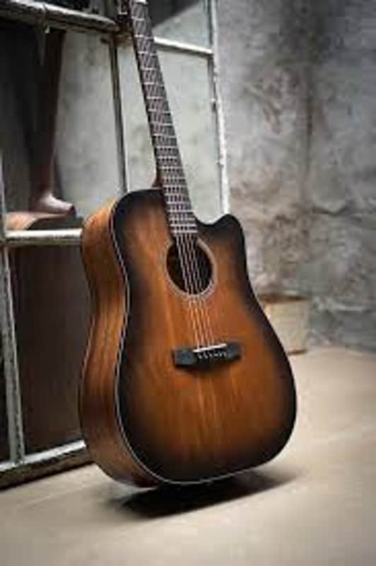 Cort Core DC Dreadnought Acoustic-Electric, Mahogany Open Pore Black Burst w/Case image 1