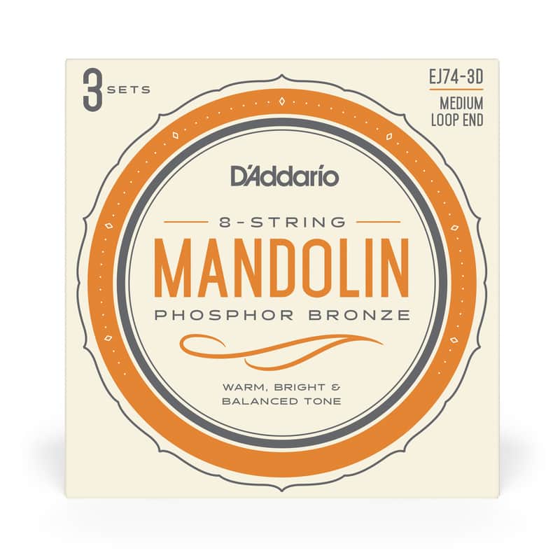 D'Addario EJ74 Phosphor Bronze 11-40 Mandolin Strings, Loop End, 3-Pack image 1
