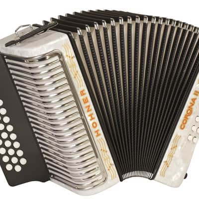 NEW White Hohner Corona II 3500 Diatonic Button Accordion GCF Sol MM 31 12 image 1