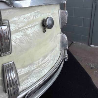 Late 50's Vintage WFL Symphonic Model 6.5x14 Snare Drum in White Marine Pearl (Rm 4) image 5