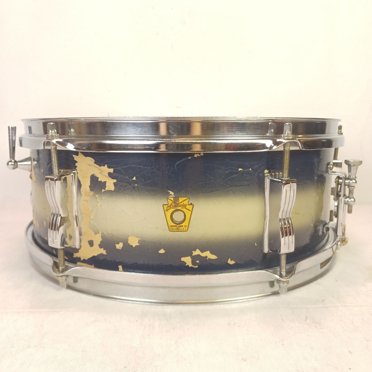 Ludwig 5x14"Pre-Serial Pioneer#491 Snare Drum Blue/Green Duco 3Ply Maple Early60 — main photograph