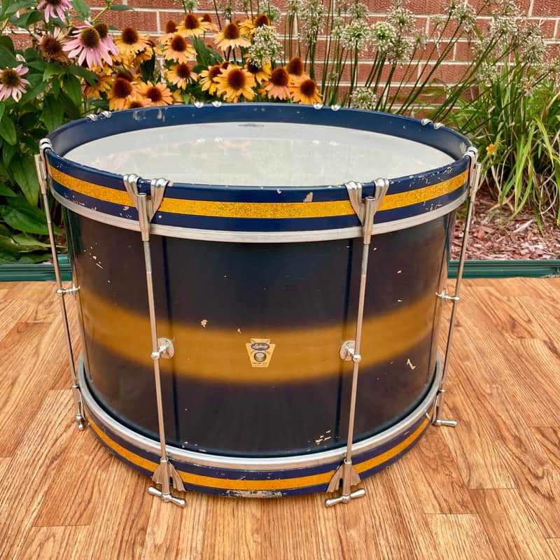 1950s-1960s Ludwig Transition Badge 12x20 Bass Drum Dark Blue / Gold Duco image 1