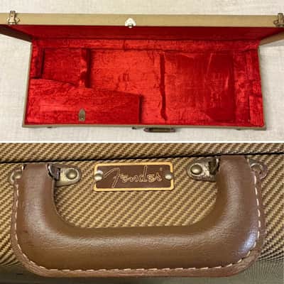 1990’s Fender Tweed Hardshell Case Fits Stratocaster / Telecaster Plush Red Interior image 2