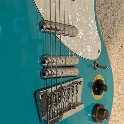 Danelectro Mod 7 (7-String) Early 2000s - Aqua Pearl image 3