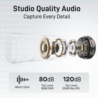 Wireless Lavalier Microphone for iPhone/Android/Camera/PC, Mini Lapel Mic with 48khz 24bit, Voice Filter, Noise Cancellation, 30h Battery, USB-C/Lightning Plug for Video Recording image 2