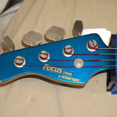 Kramer Focus 7000 Lefty Left-Handed 4-string Bass Guitar 1980s Blue - AS IS! image 2