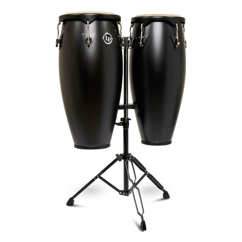 LP Latin Percussion City II 10-11 Conga Set Mango Black W/double Stand imagen 1