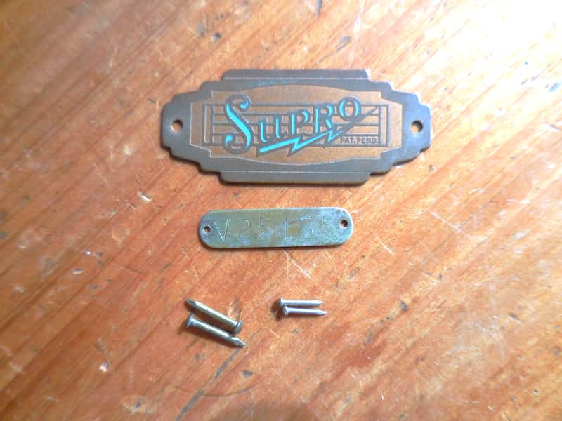 Supro Brass and Enamel Metal Headstock Emblem with Ser. Number plate. image 1
