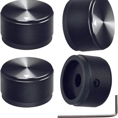 4pcs Black Guitar Knobs Aluminum Alloy Potentiometer Control knurled Knob Volume Audio Electric Guitar Bass Screw Type 25 x 15.5mm image 1