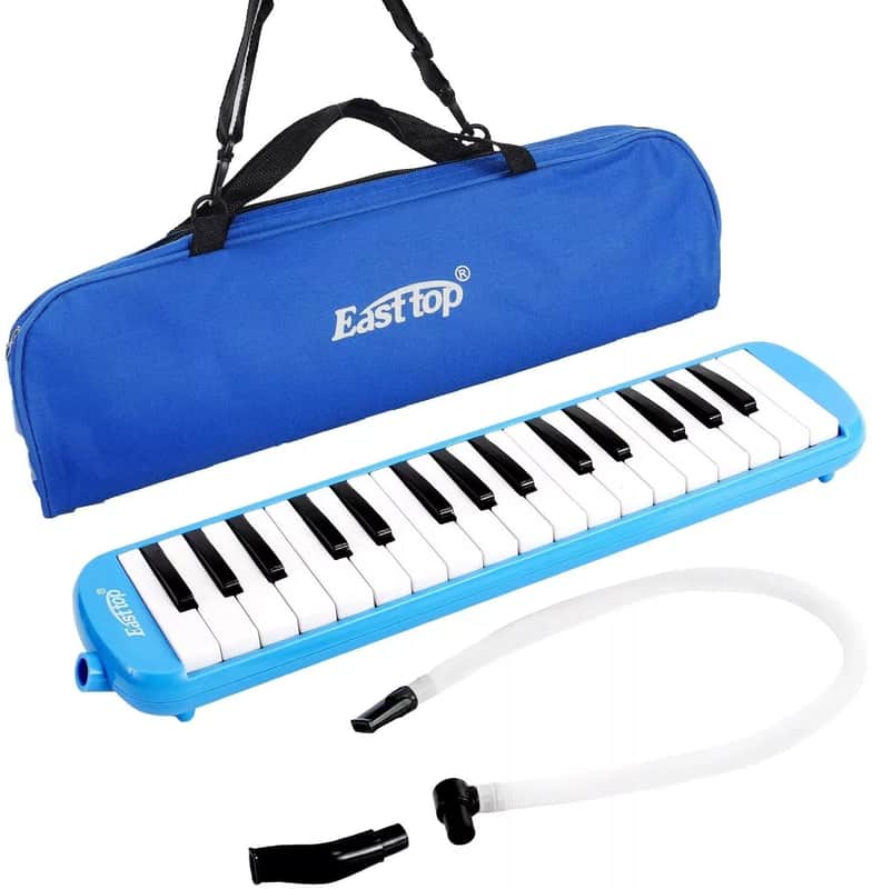 Blue 32-Key Professional Melodica – Portable Keyboard Wind Instrument with Mouthpiece, Tube & Carrying Bag image 1