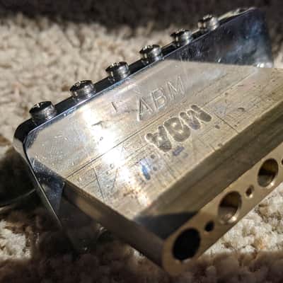 ABM 5200 2-Point Modern Tremolo Guitar Bridge. Chrome, Solid Bell-Brass Guitar Bridge, Complete image 9
