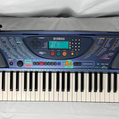 Yamaha PSR-248 Portatone 61 Key Portable Keyboard Blue + Adapter & Manual Works Great image 1