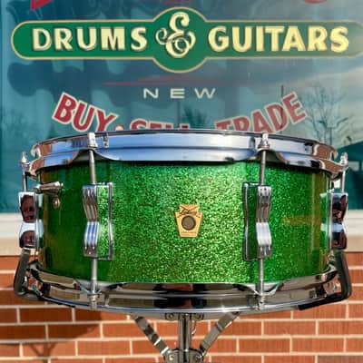 1960s Ludwig 5x14 No. 908P Jazz Festival Snare Drum Green Sparkle image 6