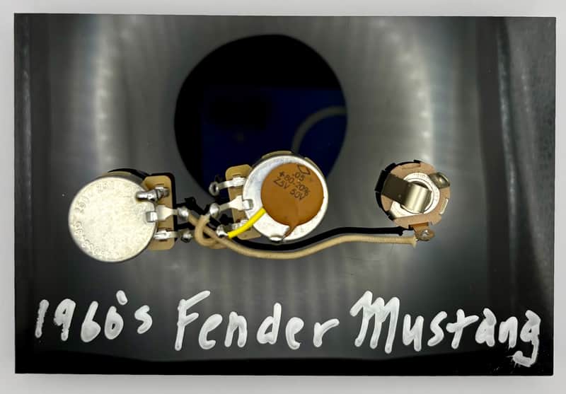 Fender Mustang 1960's wiring harness upgrade with 0.05uF 50v vintage ceramic capacitor image 1