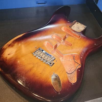 Warmoth Sunburst Stratocaster Guitar Body * Relic * with 2 Point Tremolo Bridge Included image 1