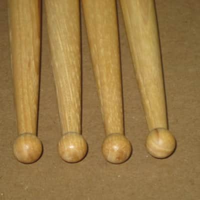 TWO new pairs (no packaging) near A+ Musician's Gear Hickory Drumsticks similar in size & head to Promark Finesse 718: small round tip, Length: 16 1/4" / 412.8mm, Diameter: .551" / 14mm, satin finish (plain, meaning NO graphics / NO paper sleeve) image 7