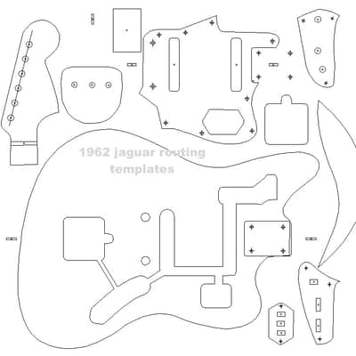 Fender '62 Jaguar blueprint ,routing template, guitar body building image 2