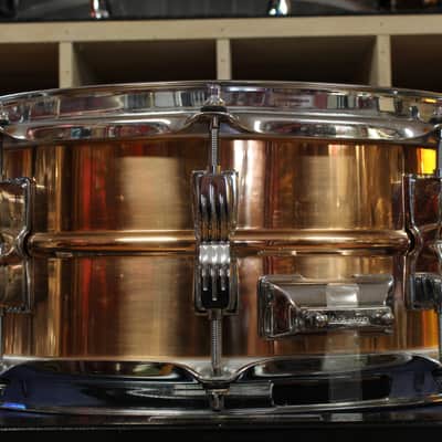 1990s Ludwig 5.5x14 Rocker LM305 Snare Drum in Bronze image 2