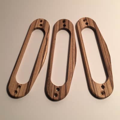 Guilford Zebrawood Set of 3 Single Coil Pickup Rings  Natural Wood image 2
