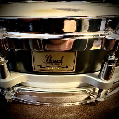 PEARL DRUMS  3-1/2” x14” Free Floating Steel Shell  Piccolo Snare Model number SL-8114P 1997 - Black image 5