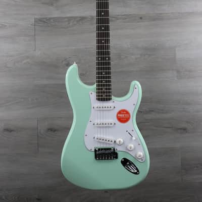 Squier FSR Affinity Series Stratocaster Laurel Fretboard White Pickgaurd Surf Green image 2