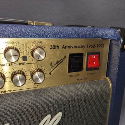 Marshall 6101 30th Anniversary Series 3-Channel 100-50-25-Watt 1x12" Guitar Combo 1992 - 1997 - Blue image 11