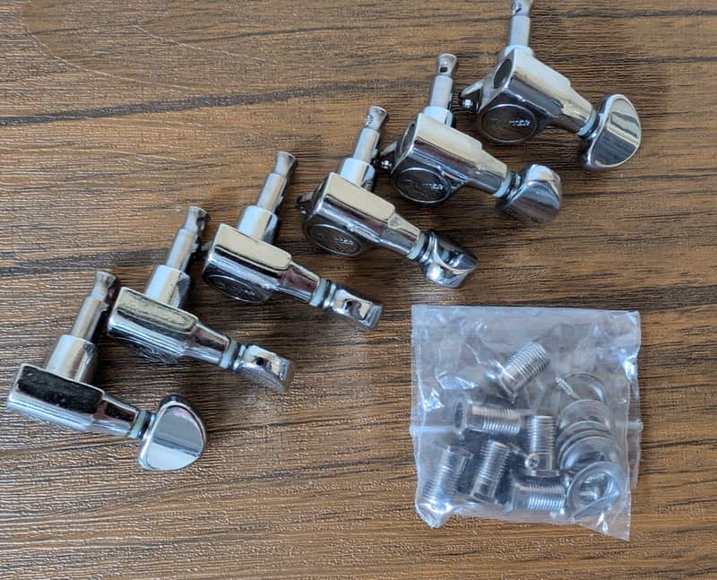 Crafter 10mm 6 in Line Right Handed Electric Guitar Tuners Kidney Buttons image 1