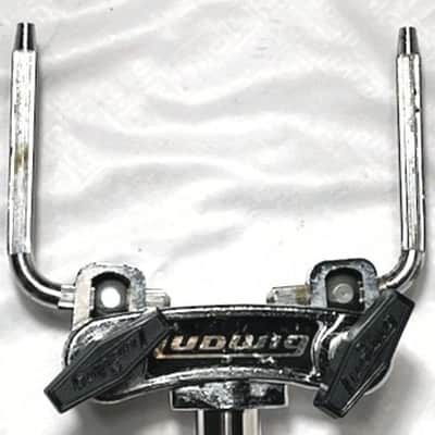 Ludwig 70s 781-2 19" Double Tom Holder w/3D Printed Reproduction #2847 Ludwig Logo Black T-Handles  - LDTH-107 image 1