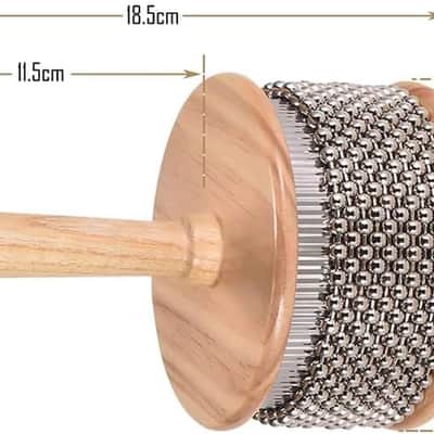 Wooden Percussion Musical Instrument Metal Beaded Chain and Cylinder Pop Hand Shaker for Band Music Education 4.5inch image 2