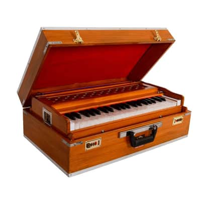 Handmade Harmonium 9 Stopper Portable 3.5 Octave Laying StyleBaja With Coupler Teak Wood image 5