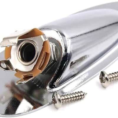 Guitar Input Jack Socket Plate Output Loaded Boat Style 1/4 Inch with Screws for Fender Stratocaster Strat St Mono Electric Guitar for Electric Guitar Replacement Parts(Silver) image 1