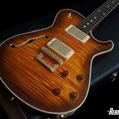 Knaggs Guitars Kenai Hollowbody in Hickory Burst with One-Piece Top image 4