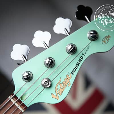 Vintage VJ74 Reissued Bass Ventura Green Matching Colour Headstock image 2