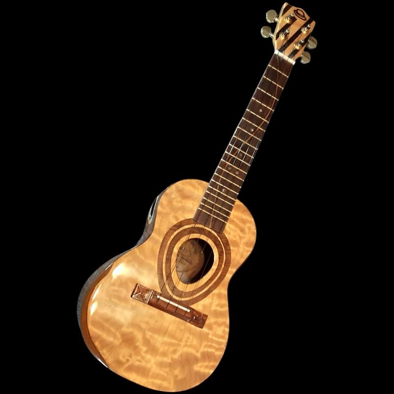 Solid Flame Curly Maple Top on Bastogne Walnut Tenor Ukulele - SCJ Jazz Hat #121 2025 - French Polish Gloss image 1