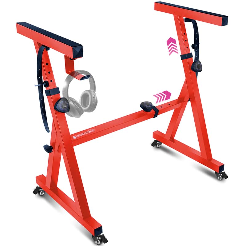 Liquid Stands Red Piano Keyboard Stand - X Style Adjustable & Portable Music Stand (Red) image 1