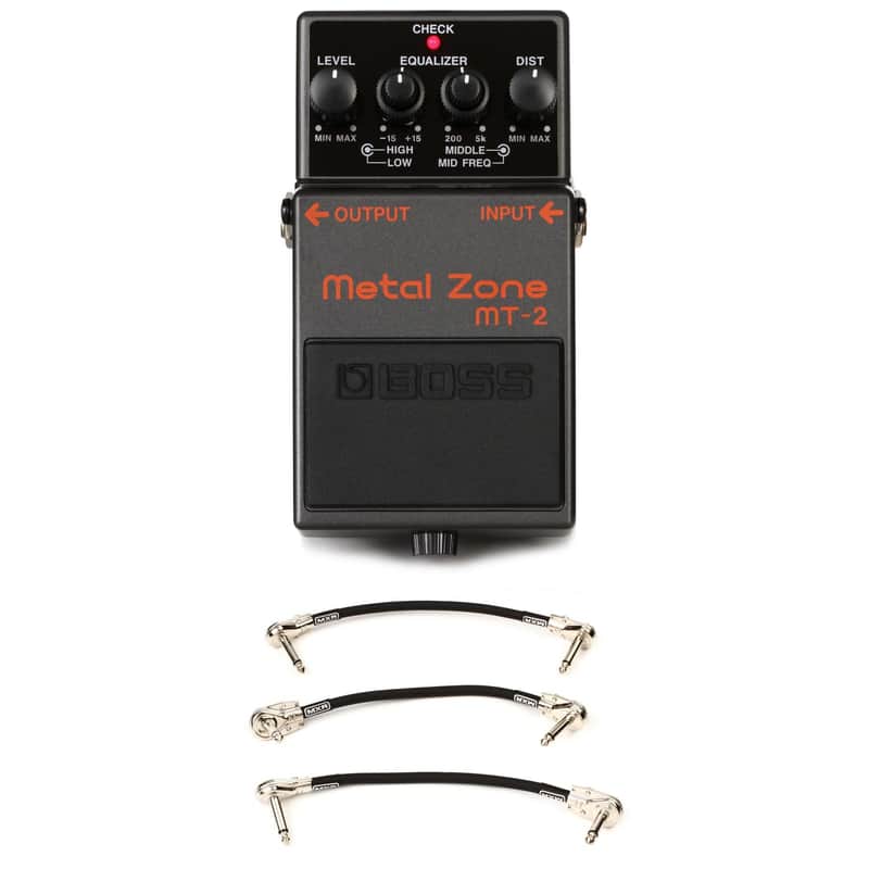 Boss MT-2 Metal Zone Distortion Pedal with 3 Patch Cables image 1