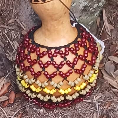 Sekere, Yoruba-style beaded gourd rattle, shekere, sakara image 3