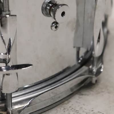 Premier 5.5x14" Ten Lug Chrome Over Steel Snare Drum Vintage 1970's image 5