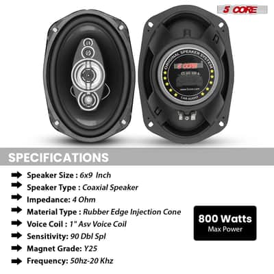 5Core 6x9 Car Speaker 800W 4Pcs 4Ohm 4 Way Coaxial Speaker Audio w Super Tweeter Universal Fit image 11