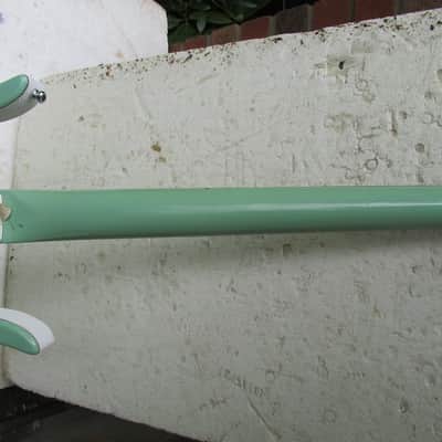 Left Hand Danelectro Longhorn Bass Guitar, 1990's Surf Green, Converted From Right Hand image 7