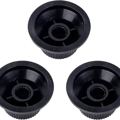 18-Spline Electric Guitar Control Knobs 2 Tone and 1 Volume Knobs Metric 6mm (15/64") Speed Knobs Top Hat for Squier Strat ST Electric Guitars Pack of 3 JT/XN-04 Black image 4