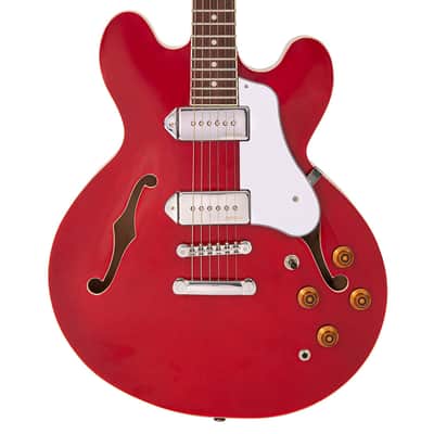 Vintage VSA500P ReIssued Semi Acoustic Guitar ~ Cherry Red image 4