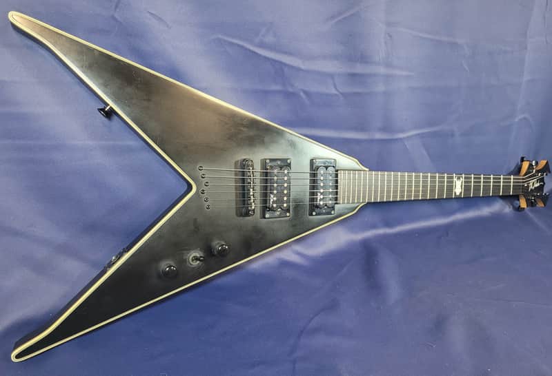 B.C. Rich Junior V Electric Guitar w/Flying V Hardshell Case (Satin Black) image 1