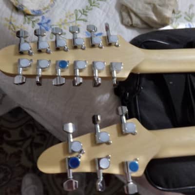 Custom Doubleneck Strat style 6/12 string Excellent 2020 - Blue image 5