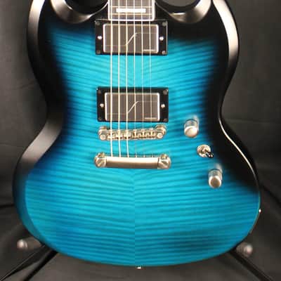 2021 Epiphone SG Prophecy Fishman Fluence Electric Guitar Blue Tiger Aged Gloss image 2