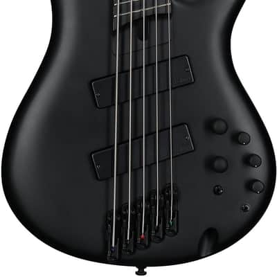Ibanez SRMS625EX Iron Label Electric Bass, 5-String, Black Flat image 3