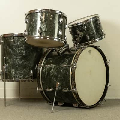1962 Slingerland Black Diamond Pearl "Double Rail" Drum Set image 1