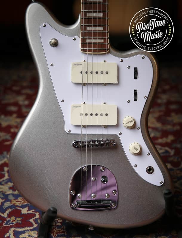 Vintage REVO Series 'Surfmaster 90' Guitar Metallic Silver image 1