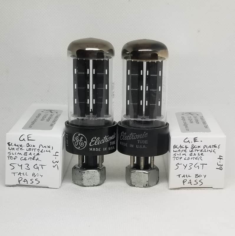 GE 5Y3GT Tall Boy Black Box Plate Rectifier Matched Pair NOS 5Y3 image 1